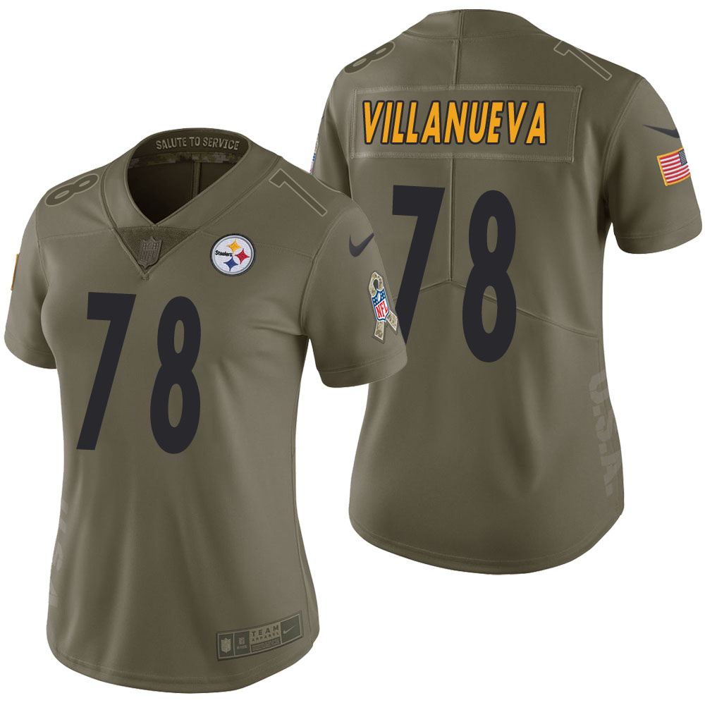 Women Pittsburgh Steelers Alejandro Villanueva Olive 2017 Salute to Service Limited Jersey Women Pittsburgh Steelers Alejandro Villanueva Olive 2017 Salute to Service Limited Jersey