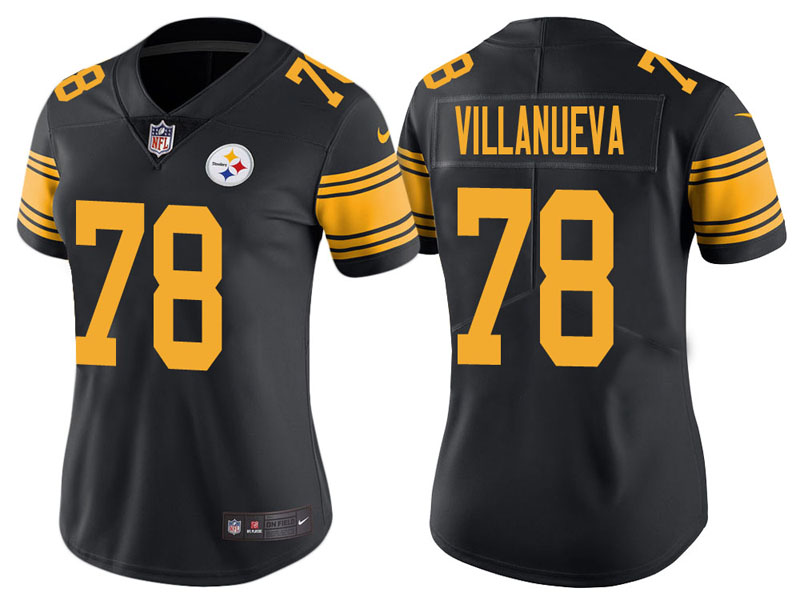 Women Pittsburgh Steelers #78 Alejandro Villanueva Black Vapor Untouchable Color Rush Limited Jersey Women Pittsburgh Steelers #78 Alejandro Villanueva Black Vapor Untouchable Color Rush Limited Jersey