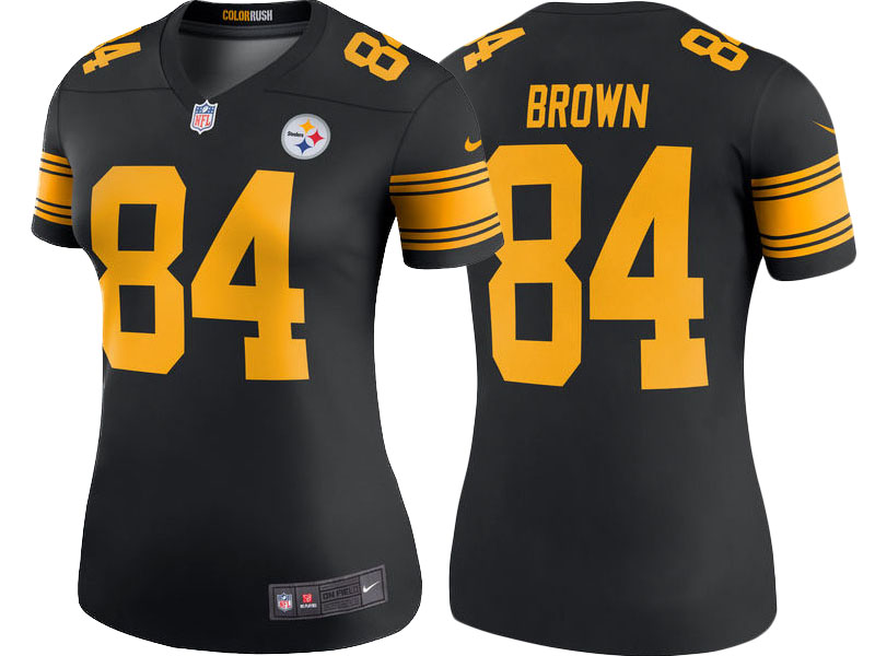 Women Pittsburgh Steelers #8 Antonio Brown Black Color Rush Legend Jersey
