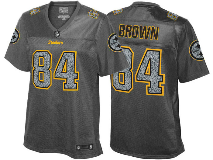 Women Pittsburgh Steelers #84 Antonio Brown Gray Pro Line Fashion Static Jersey