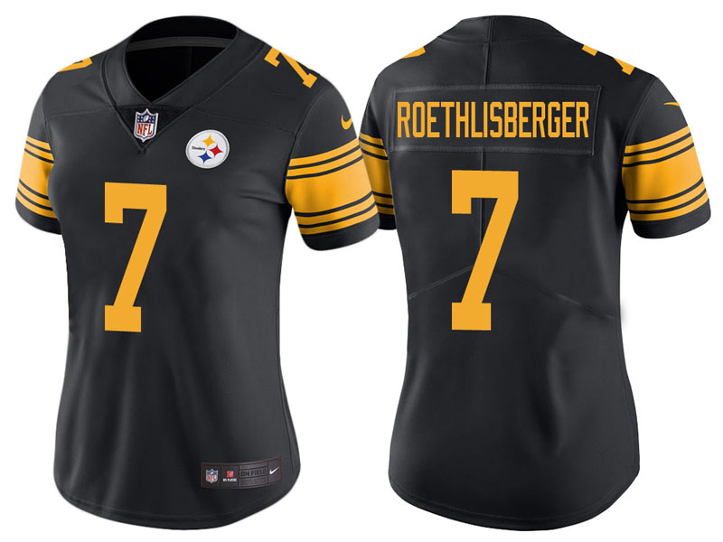 Women Pittsburgh Steelers #7 Ben Roethlisberger Black Vapor Untouchable Color Rush Limited Jersey Women Pittsburgh Steelers #7 Ben Roethlisberger Black Vapor Untouchable Color Rush Limited Jersey
