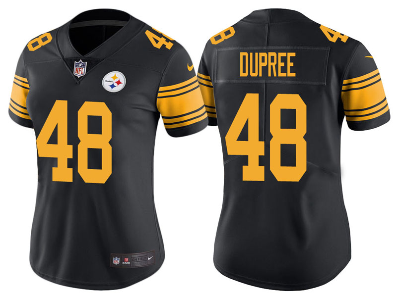 Women Pittsburgh Steelers #48 Bud Dupree Black Vapor Untouchable Color Rush Limited Jersey
