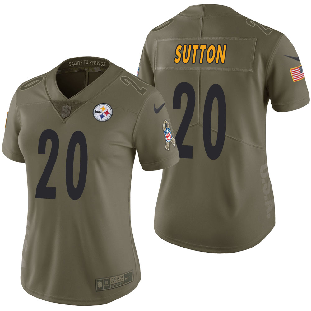 Women Pittsburgh Steelers Cameron Sutton Olive 2017 Salute to Service Limited Jersey