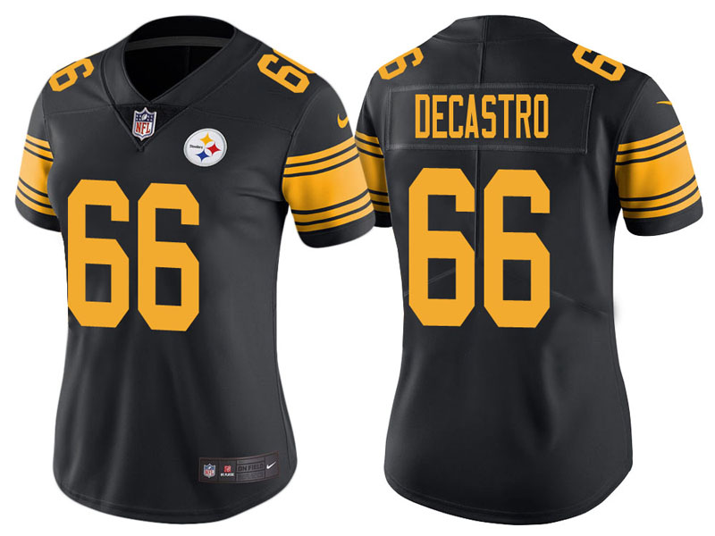 Women Pittsburgh Steelers #66 David DeCastro Black Vapor Untouchable Color Rush Limited Jersey Women Pittsburgh Steelers #66 David DeCastro Black Vapor Untouchable Color Rush Limited Jersey