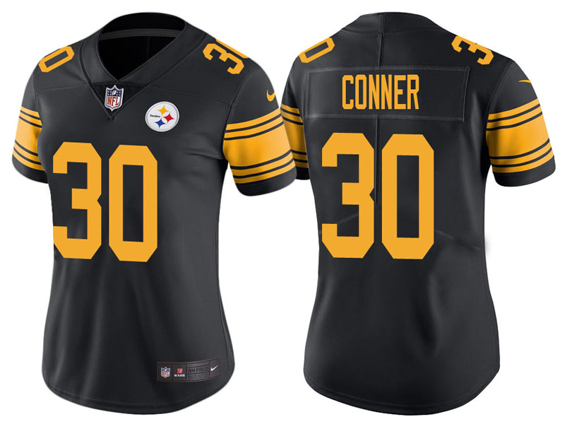 Women Pittsburgh Steelers #30 James Conner Black Vapor Untouchable Color Rush Limited Jersey Women Pittsburgh Steelers #30 James Conner Black Vapor Untouchable Color Rush Limited Jersey
