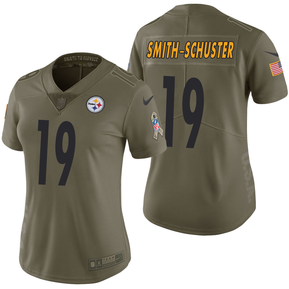 Women Pittsburgh Steelers JuJu Smith-Schuster Olive 2017 Salute to Service Limited Jersey