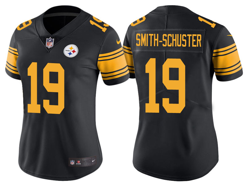 Women Pittsburgh Steelers #19 JuJu Smith-Schuster Black Vapor Untouchable Color Rush Limited Jersey