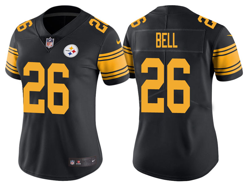 Women Pittsburgh Steelers #26 Le'Veon Bell Black Vapor Untouchable Color Rush Limited Jersey