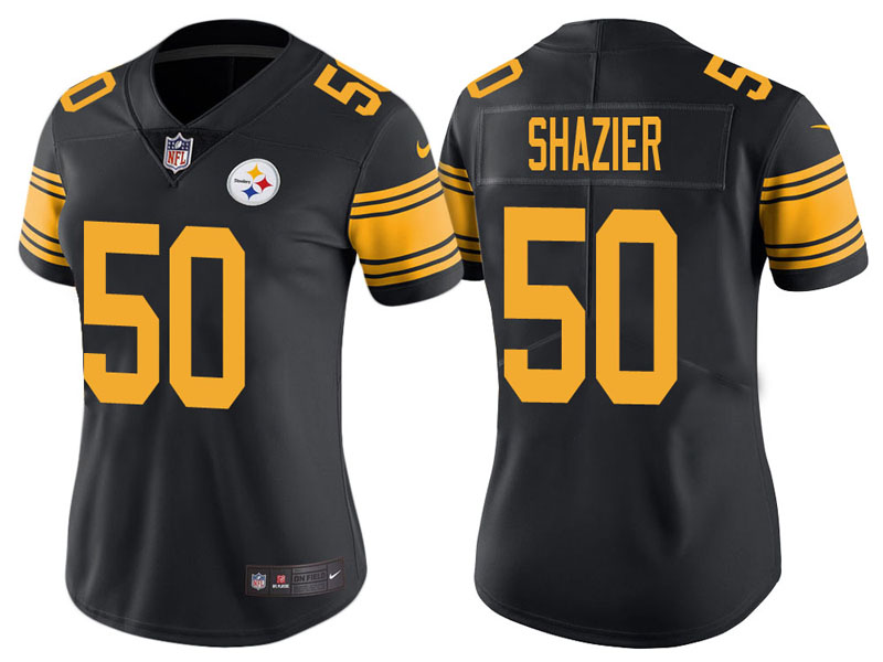 Women Pittsburgh Steelers #50 Ryan Shazier Black Vapor Untouchable Color Rush Limited Jersey