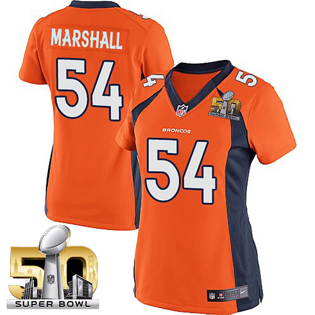 Women 2016 Super Bowl 50 Denver Broncos #54 Brandon Marshall Orange Game Jersey Women 2016 Super Bowl 50 Denver Broncos #54 Brandon Marshall Orange Game Jersey