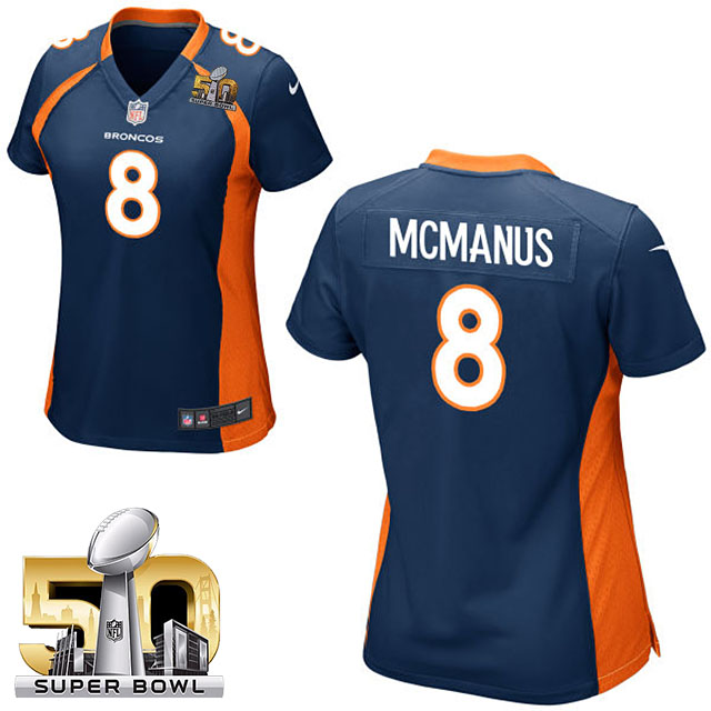 Women 2016 Super Bowl 50 Denver Broncos #8 Brandon McManus Navy Blue Game Jersey Women 2016 Super Bowl 50 Denver Broncos #8 Brandon McManus Navy Blue Game Jersey