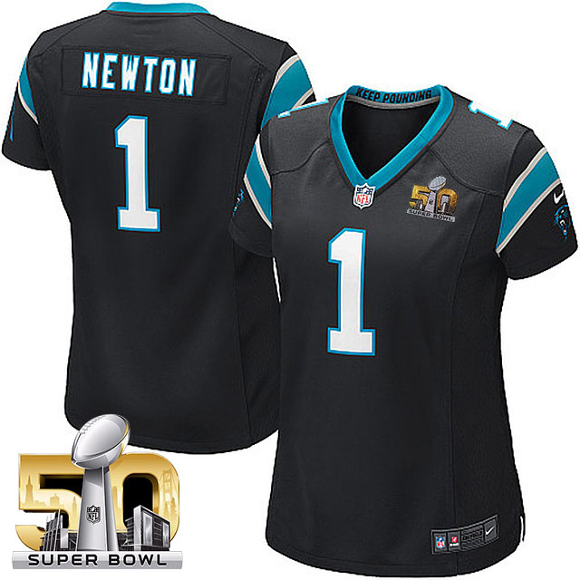 Women Carolina Panthers #1 Cam Newton Black 2016 Super Bowl 50 Game Jersey Women Carolina Panthers #1 Cam Newton Black 2016 Super Bowl 50 Game Jersey