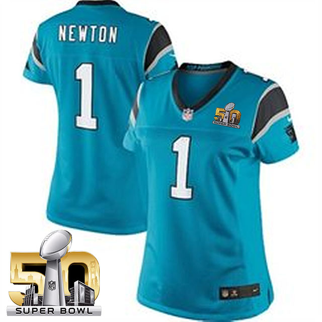 Women Carolina Panthers #1 Cam Newton Blue 2016 Super Bowl 50 Game Jersey Women Carolina Panthers #1 Cam Newton Blue 2016 Super Bowl 50 Game Jersey