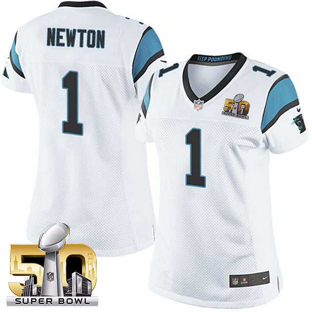 Women Carolina Panthers #1 Cam Newton White 2016 Super Bowl 50 Game Jersey Women Carolina Panthers #1 Cam Newton White 2016 Super Bowl 50 Game Jersey