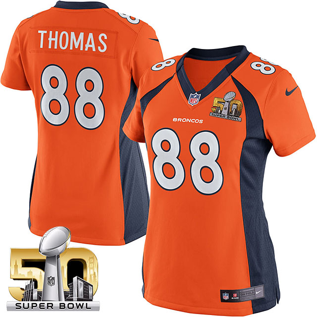 Women 2016 Super Bowl 50 Denver Broncos #88 Demaryius Thomas Orange Game Jersey Women 2016 Super Bowl 50 Denver Broncos #88 Demaryius Thomas Orange Game Jersey