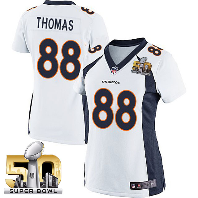 Women 2016 Super Bowl 50 Denver Broncos #88 Demaryius Thomas White Game Jersey Women 2016 Super Bowl 50 Denver Broncos #88 Demaryius Thomas White Game Jersey