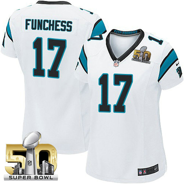 Women Carolina Panthers #17 Devin Funchess White 2016 Super Bowl 50 Game Jersey