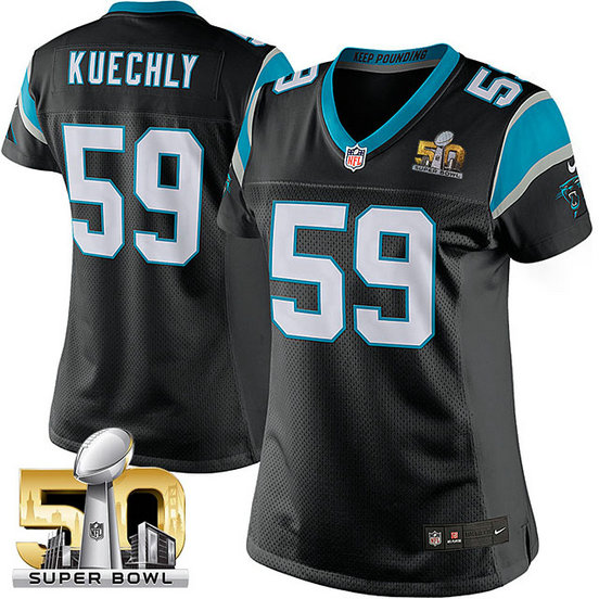 Women Carolina Panthers #59 Luke Kuechly Black 2016 Super Bowl 50 Game Jersey Women Carolina Panthers #59 Luke Kuechly Black 2016 Super Bowl 50 Game Jersey