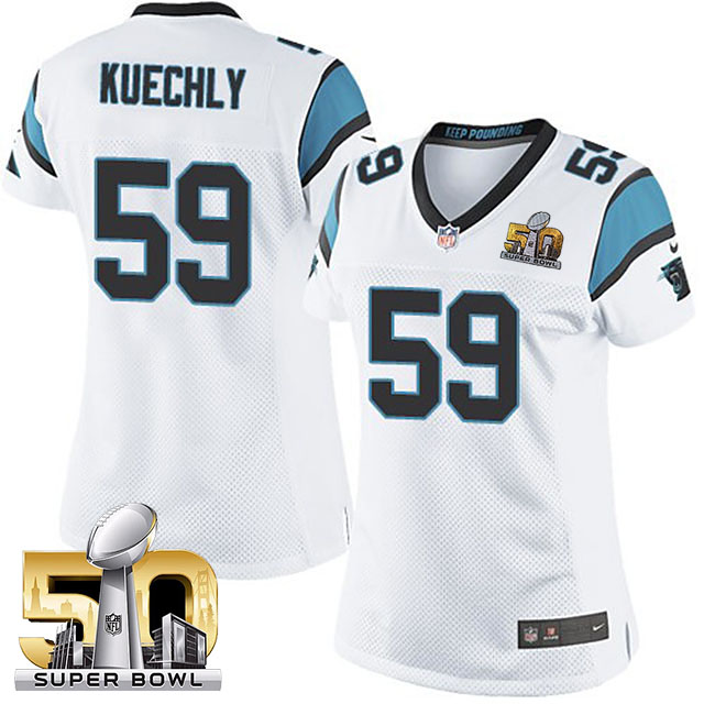 Women Carolina Panthers #59 Luke Kuechly White 2016 Super Bowl 50 Game Jersey Women Carolina Panthers #59 Luke Kuechly White 2016 Super Bowl 50 Game Jersey