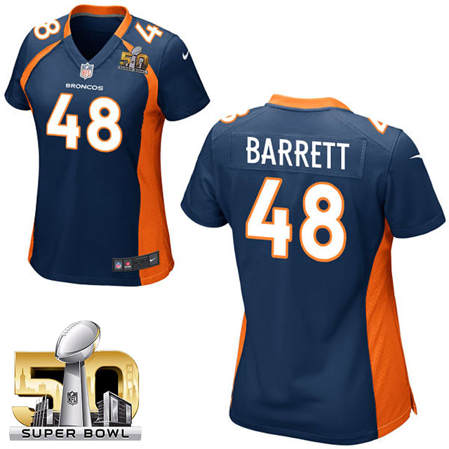 Women 2016 Super Bowl 50 Denver Broncos #48 Shaquil Barrett Navy Blue Game Jersey