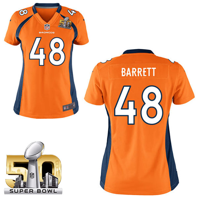 Women 2016 Super Bowl 50 Denver Broncos #48 Shaquil Barrett Orange Game Jersey