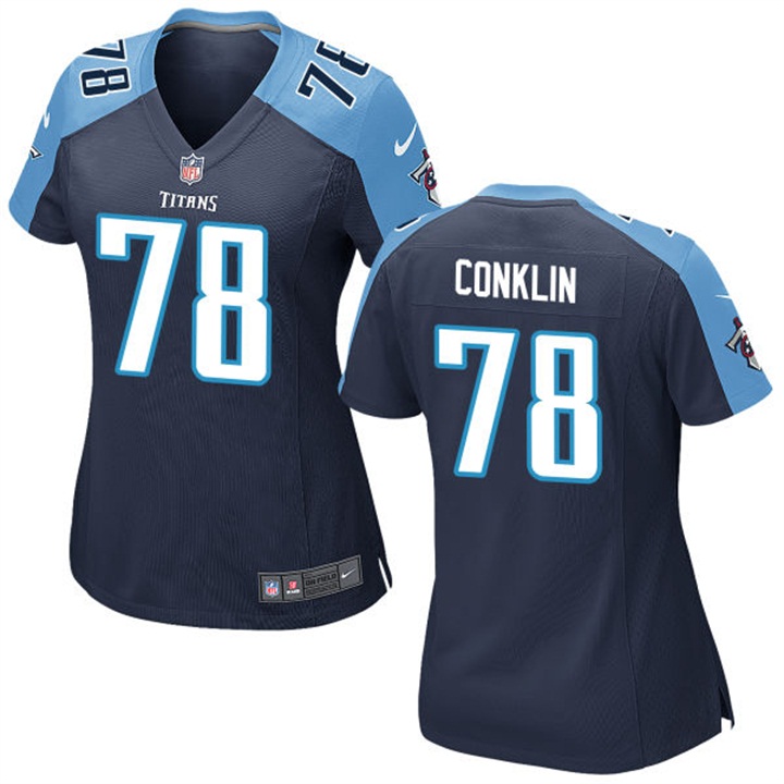 Women Tennessee Titans #78 Jack Conklin Navy Game Jersey Women Tennessee Titans #78 Jack Conklin Navy Game Jersey