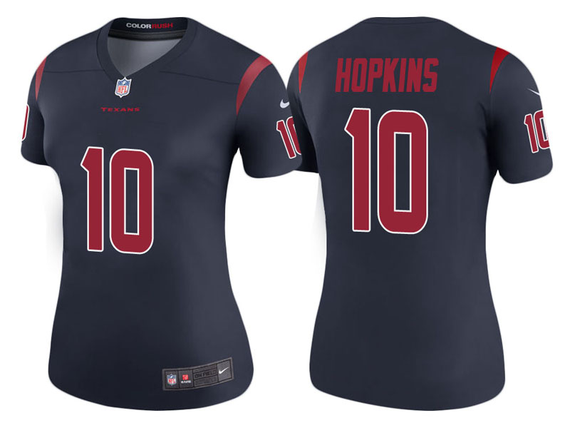 Women Houston Texans #10 DeAndre Hopkins Navy Color Rush Legend Jersey Women Houston Texans #10 DeAndre Hopkins Navy Color Rush Legend Jersey