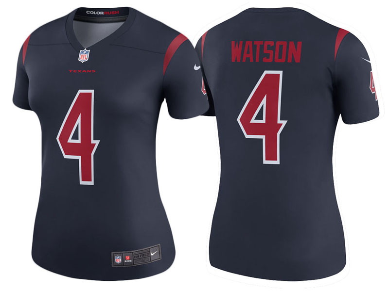 Women Houston Texans #4 Deshaun Watson Navy Color Rush Legend Jersey