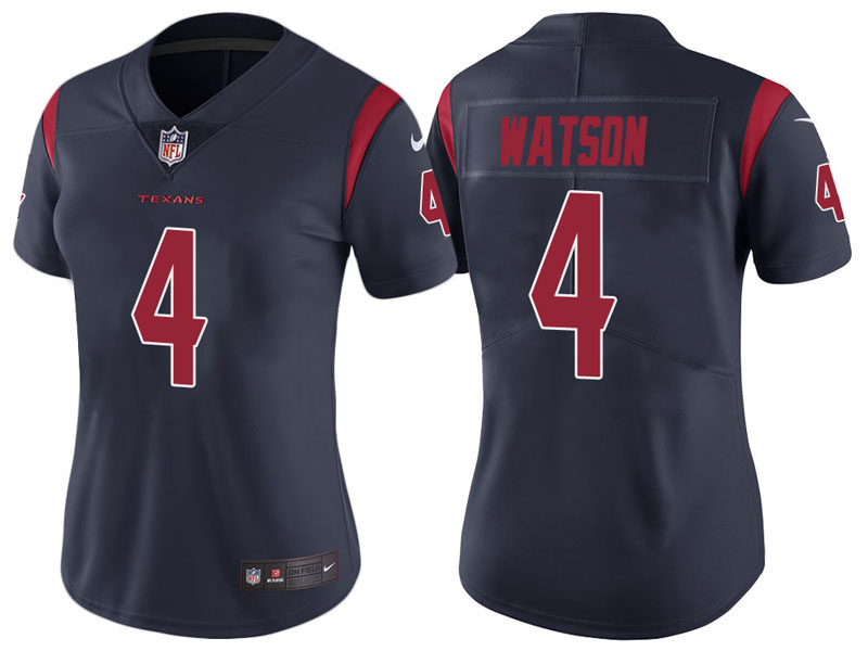 Women Houston Texans #4 Deshaun Watson Navy Color Rush Limited Jersey
