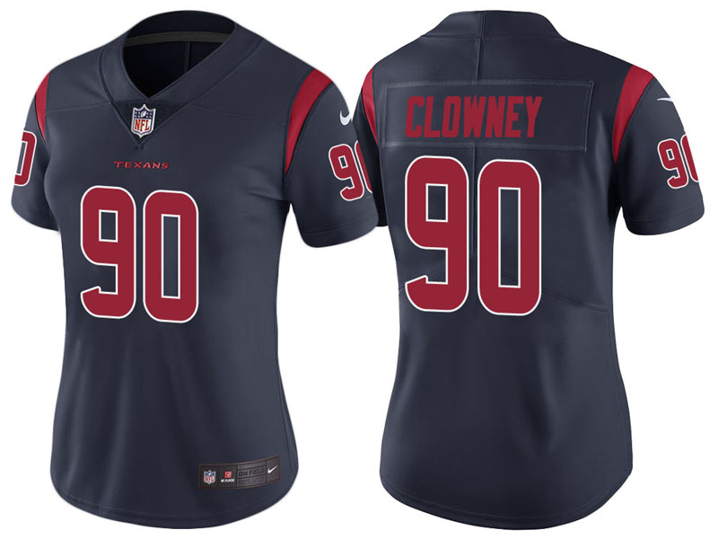 Women Houston Texans #90 Jadeveon Clowney Navy Color Rush Limited Jersey