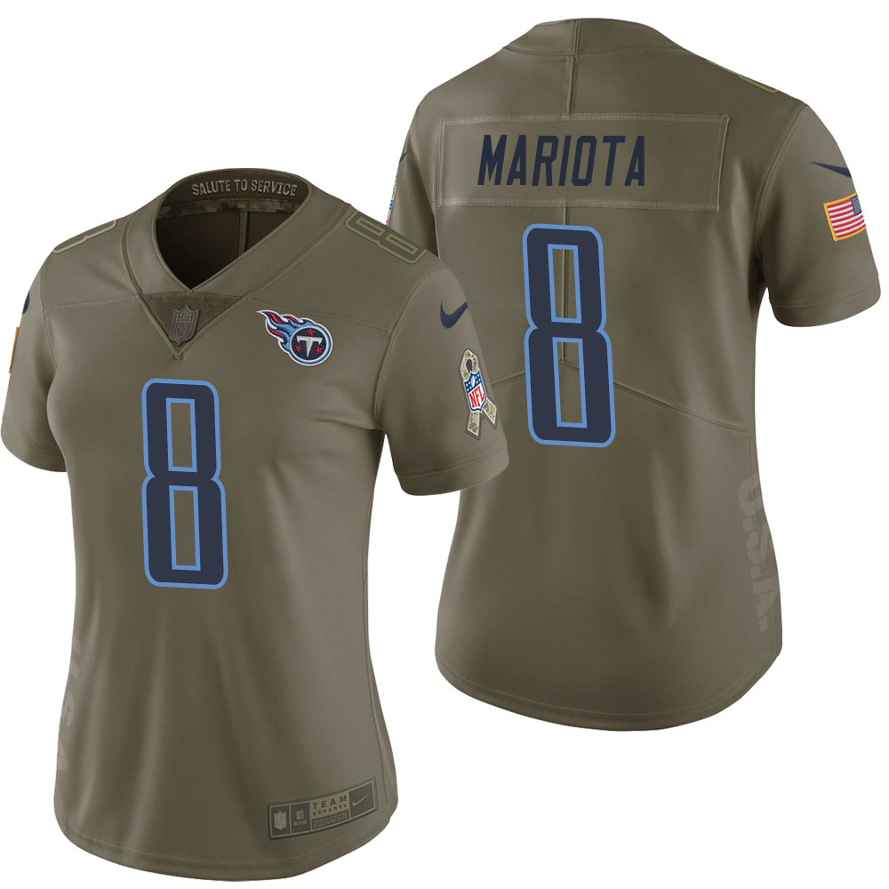 Women Tennessee Titans #8 Marcus Mariota Olive 2017 Salute to Service Limited Jersey Women Tennessee Titans #8 Marcus Mariota Olive 2017 Salute to Service Limited Jersey