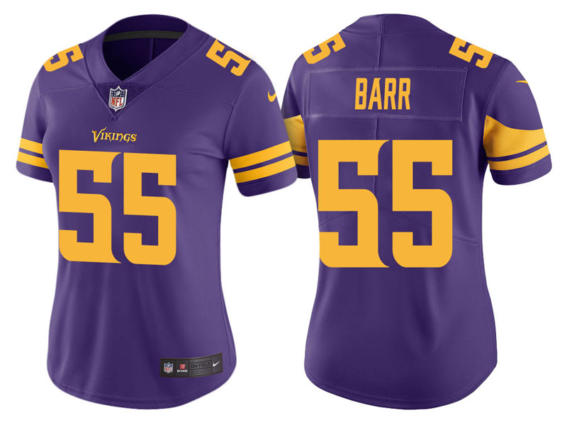 Women Minnesota Vikings #55 Anthony Barr Purple Vapor Untouchable Color Rush Limited Jersey