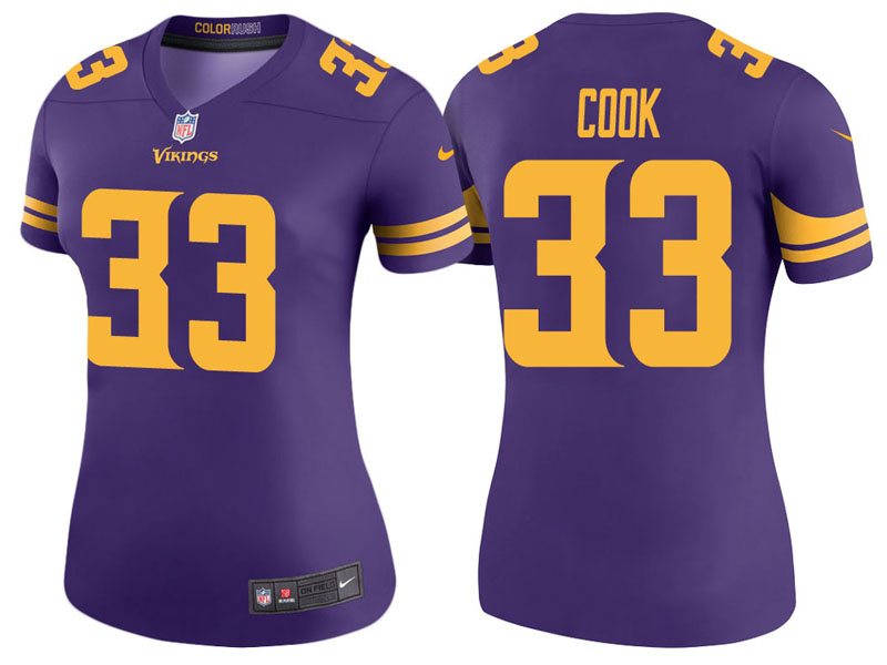 Women Minnesota Vikings #33 Dalvin Cook Purple Color Rush Legend Jersey