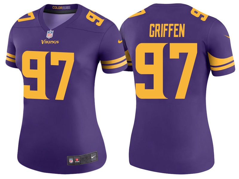 Women Minnesota Vikings #97 Everson Griffen Purple Color Rush Legend Jersey