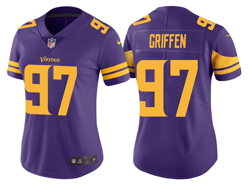 Women Minnesota Vikings #97 Everson Griffen Purple Vapor Untouchable Color Rush Limited Jersey