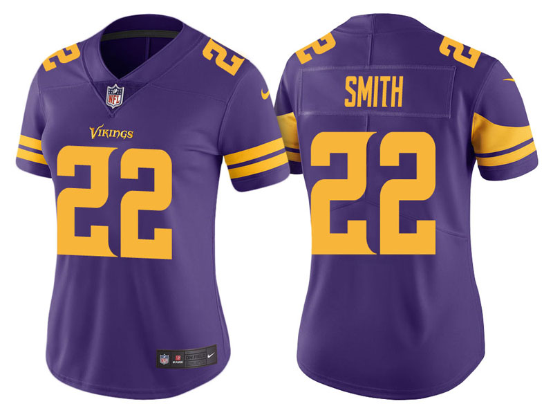 Women Minnesota Vikings #22 Harrison Smith Purple Vapor Untouchable Color Rush Limited Jersey