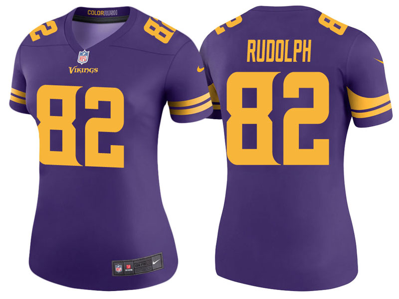 Women Minnesota Vikings #82 Kyle Rudolph Purple Color Rush Legend Jersey