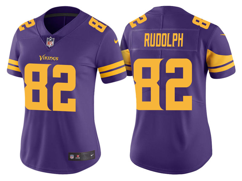 Women Minnesota Vikings #82 Kyle Rudolph Purple Vapor Untouchable Color Rush Limited Jersey