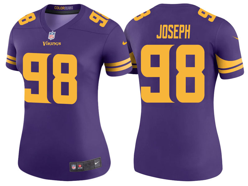 Women Minnesota Vikings #98 Linval Joseph Purple Color Rush Legend Jersey Women Minnesota Vikings #98 Linval Joseph Purple Color Rush Legend Jersey