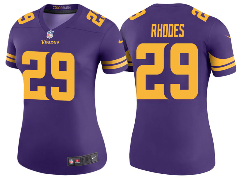 Women Minnesota Vikings #29 Xavier Rhodes Purple Color Rush Legend Jersey