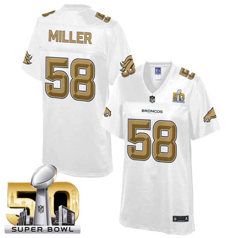 Women Denver Broncos #58 Von Miller White 2016 Super Bowl 50 Pro Line Fashion Jersey Women Denver Broncos #58 Von Miller White 2016 Super Bowl 50 Pro Line Fashion Jersey