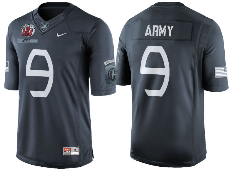 Xavier Moss #9 Army Black Knights Anthracite Airborne Tribute College Football Jersey