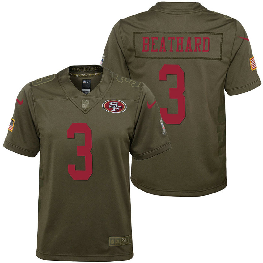 Youth San Francisco 49ers C.J. Beathard Olive 2017 Salute to Service Game Jersey Youth San Francisco 49ers C.J. Beathard Olive 2017 Salute to Service Game Jersey
