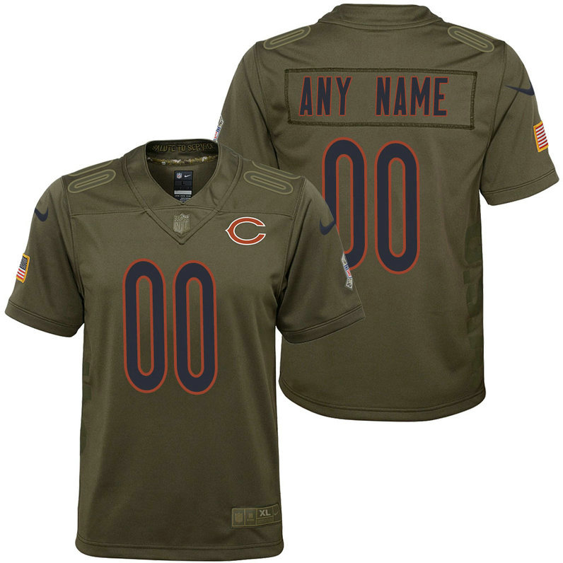 Youth Chicago Bears Olive 2017 Salute to Service Game Customized Jersey