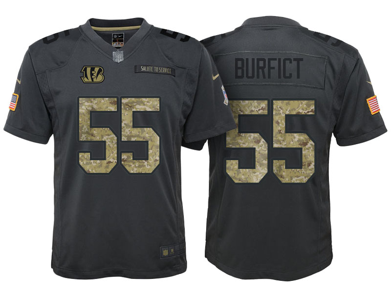 Youth Cincinnati Bengals #55 Vontaze Burfict Camo Anthracite 2016 Salute to Service Game Jersey Youth Cincinnati Bengals #55 Vontaze Burfict Camo Anthracite 2016 Salute to Service Game Jersey