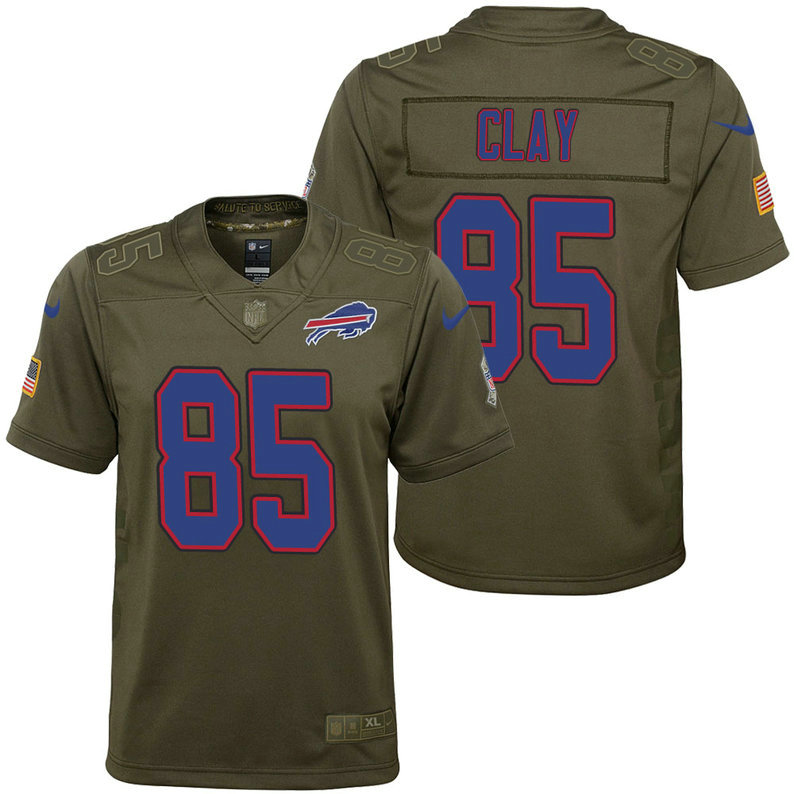 Youth Buffalo Bills Charles Clay Olive 2017 Salute to Service Game Jersey