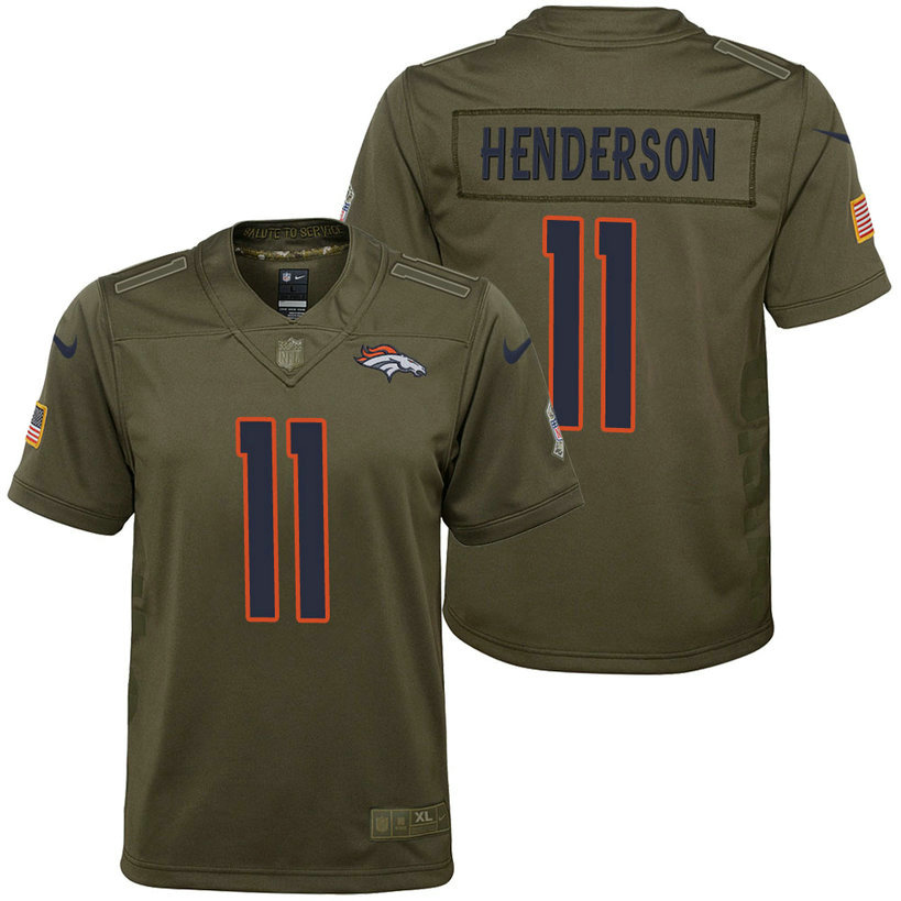 Youth Denver Broncos Carlos Henderson Olive 2017 Salute to Service Game Jersey Youth Denver Broncos Carlos Henderson Olive 2017 Salute to Service Game Jersey