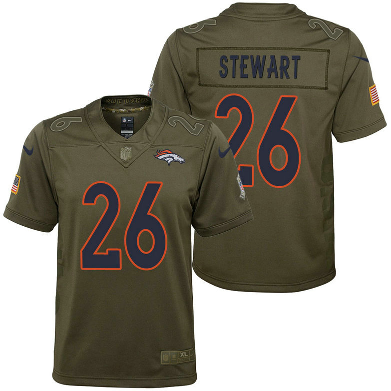 Youth Denver Broncos Darian Stewart Olive 2017 Salute to Service Game Jersey Youth Denver Broncos Darian Stewart Olive 2017 Salute to Service Game Jersey