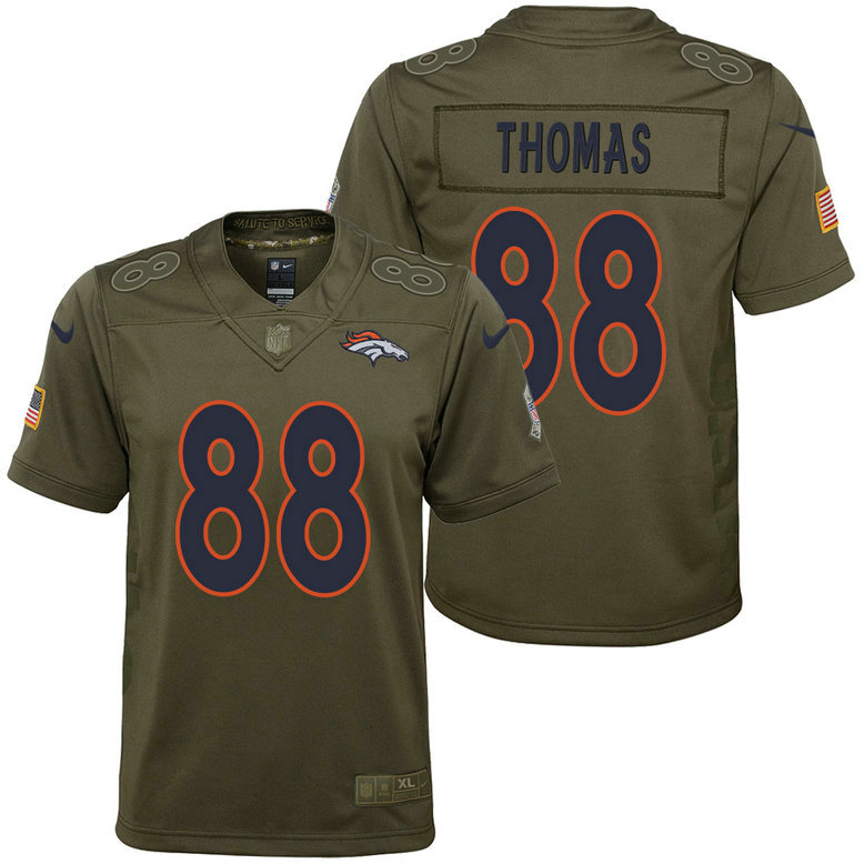 Youth Denver Broncos Demaryius Thomas Olive 2017 Salute to Service Game Jersey Youth Denver Broncos Demaryius Thomas Olive 2017 Salute to Service Game Jersey