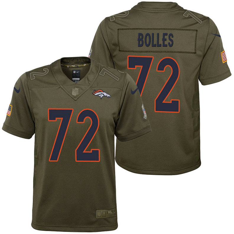 Youth Denver Broncos Garett Bolles Olive 2017 Salute to Service Game Jersey